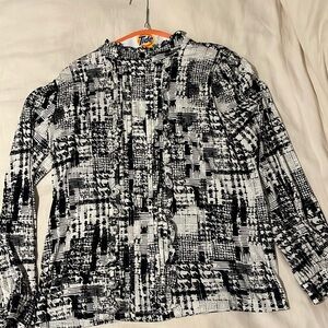 Karl Lagerfeld black and white long sleeve shirt. Silky material.